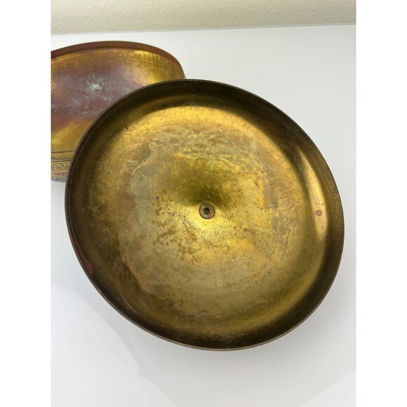 Kinco Brass Lidded Round Circular Trinket Box Home Decor Accent Boho Vintage - Picture 10 of 16